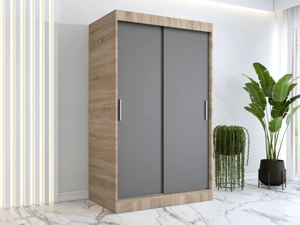 Szafa przesuwna MODUO COMFORT 120 dąb sonoma/antracyt gładka do sypialni | MIRAT. w stylu kolekcja MODUO COMFORT