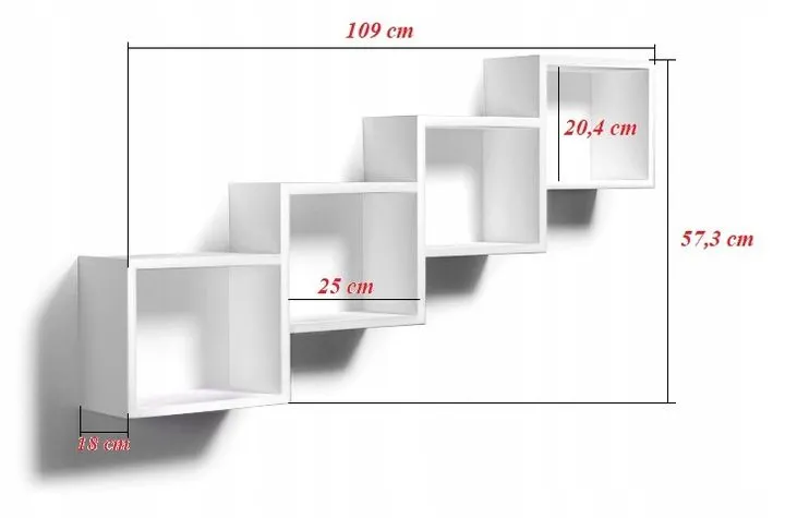 Półka ALESIA 3 dąb sonoma wisząca do salonu | MIRAT. w stylu LOFT kolekcja