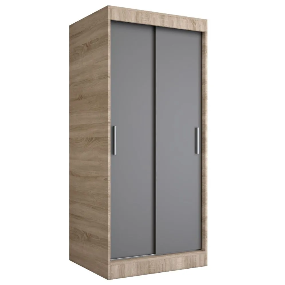 Szafa przesuwna MODUO COMFORT 90 dąb sonoma/antracyt gładka do sypialni | MIRAT. w stylu kolekcja MODUO COMFORT