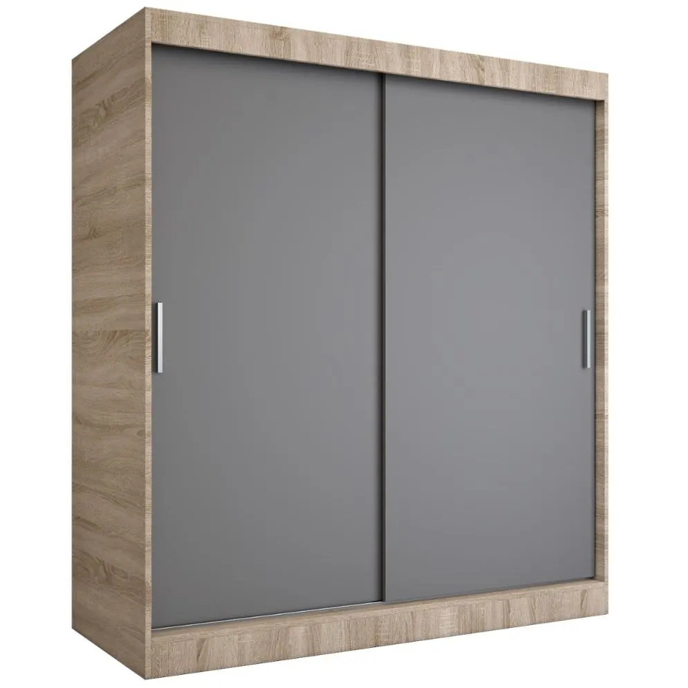 Szafa przesuwna MODUO COMFORT 180 dąb sonoma/antracyt gładka do sypialni | MIRAT.  kolekcja MODUO COMFORT