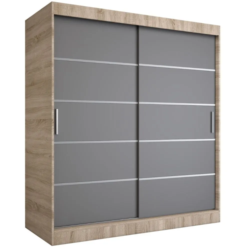 Szafa przesuwna MODUO COMFORT 180 dąb sonoma/antracyt z ozdobnymi listwami | MIRAT.  kolekcja MODUO COMFORT