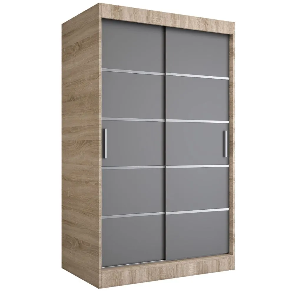 Szafa przesuwna MODUO COMFORT 120 dąb sonoma/antracyt z ozdobnymi listwami | MIRAT. w stylu kolekcja MODUO COMFORT