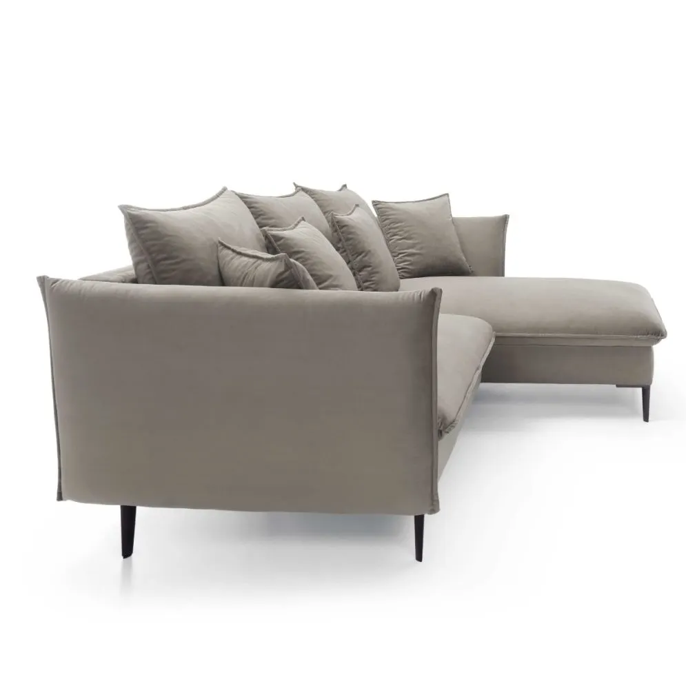 Narożnik z funkcją spania BOSS beżowy welurowy I sklep meblowy MIRAT.