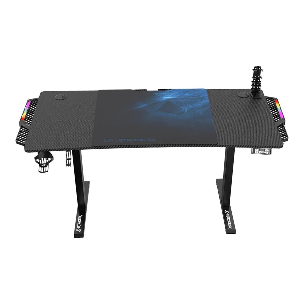 Biurko gamingowe LEVEL V2 LED niebieskie ULTRADESK | MIRAT.