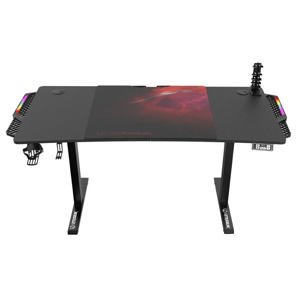 Biurko gamingowe LEVEL V2 LED czerwone ULTRADESK | MIRAT.