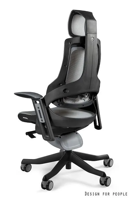Fotel biurowy WAU czarny/szary siatka ergonomiczny | MIRAT.