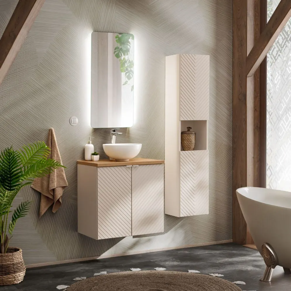 Słupek łazienkowy VIVA CASHMERE 2D 30 cm kaszmirowy mat I sklep meblowy MIRAT. styl GLAMOUR, RYFLOWANY