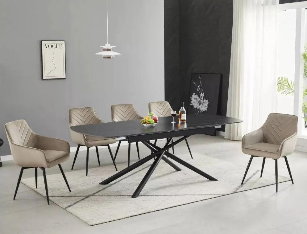 Stół ceramiczny industrialny Vector 160(200)x80 cm czarny | MIRAT styl LOFT