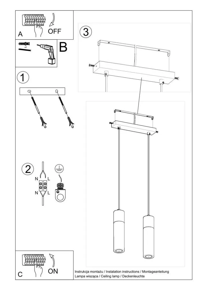 Lampa wisząca ZANE 2 szara | sklep MIRAT  kolekcja zane