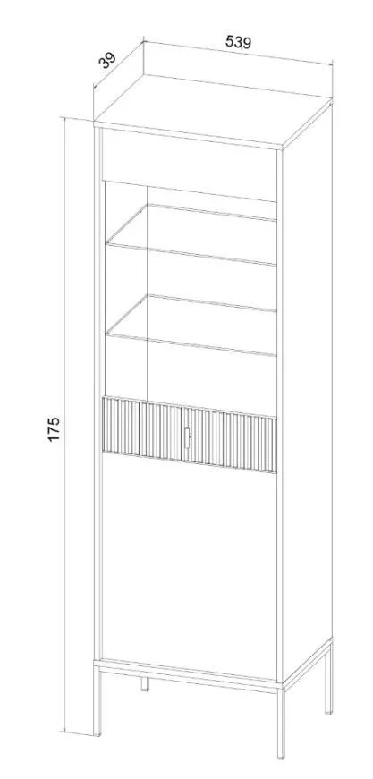 Witryna MAGGIORE czarna mat na metalowych nogach I sklep meblowy MIRAT. styl GLAMOUR, RYFLOWANY