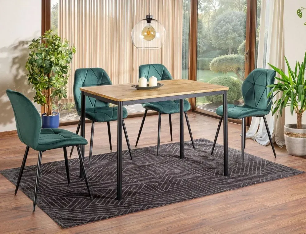 Stół industrialny City 110x75 cm dąb artisan czarne nogi | MIRAT styl LOFT