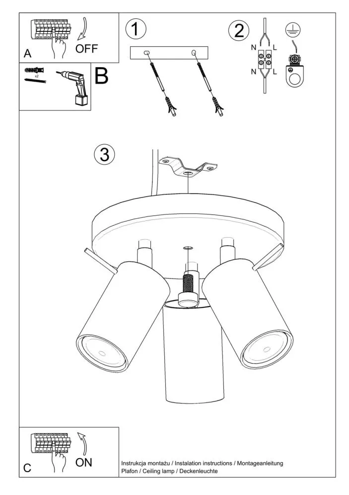 Plafon RING 3P biały | sklep MIRAT kolekcja ring