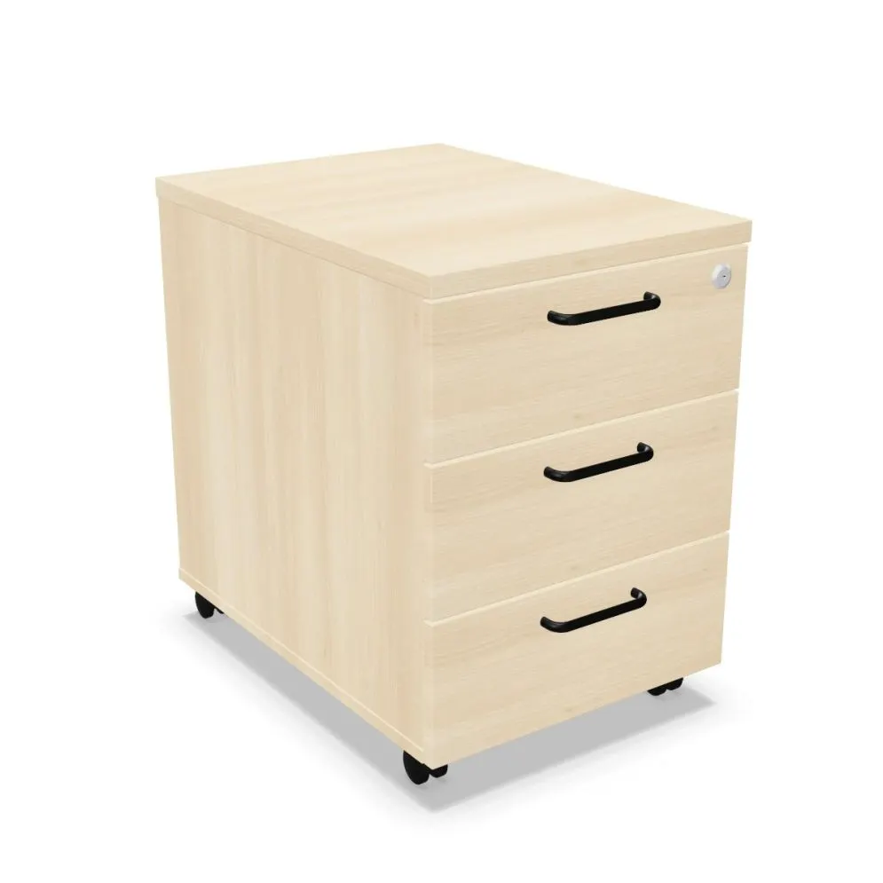 Kontenerek biurowy EASY SPACE MOB akacjowy na kółkach I sklep meblowy MIRAT. styl SKANDYNAWSKI