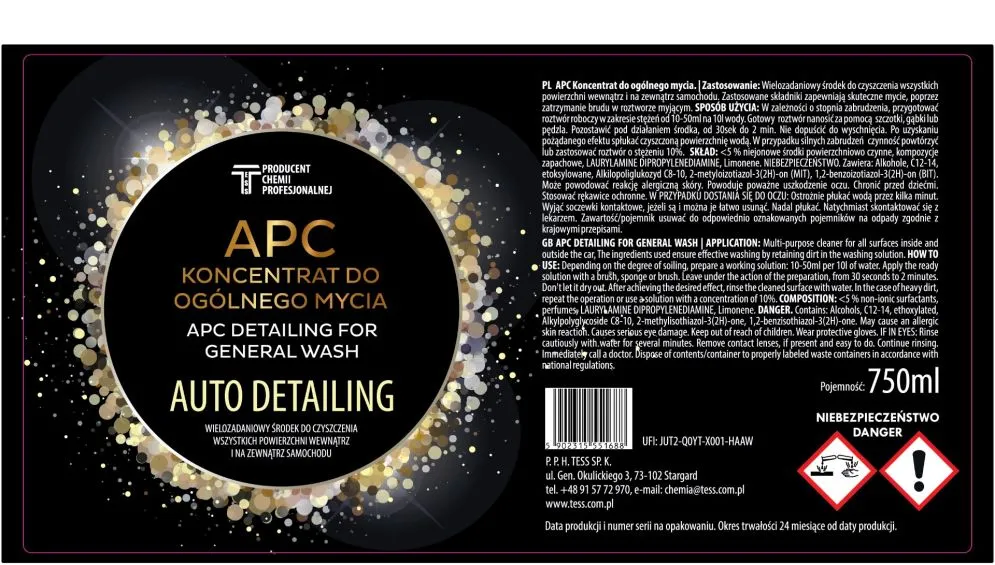 Koncentrat do mycia ogólnego samochodu APC TESS 750ml auto detailing skuteczny I sklep meblowy MIRAT.