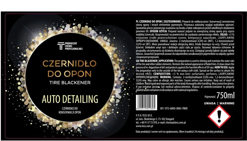 Czernidło do opon TESS 750 ml auto detailing I sklep meblowy MIRAT.