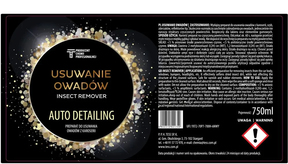 Preparat do usuwania owadów z karoserii TESS 750ml auto detailing I sklep meblowy MIRAT.