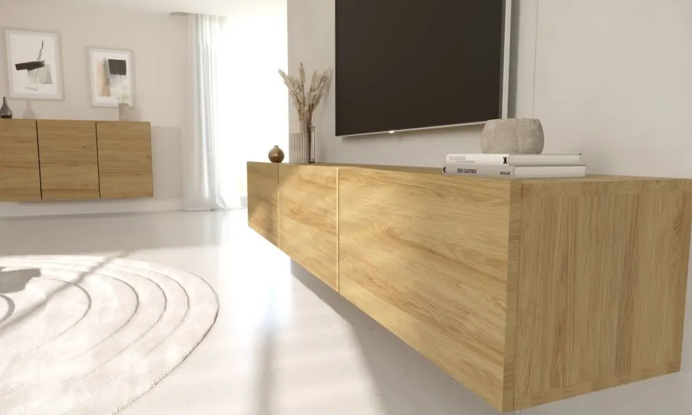 Szafka RTV GABI 160cm dąb hikora wisząca z cichym domykiem I sklep meblowy MIRAT.  kolekcja GABI