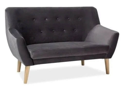 Sofa NORDIC 2 VELVET szara tapicerowana tkaniną aksamitną | MIRAT. styl GLAMOUR, SKANDYNAWSKI kolekcja NORDIC