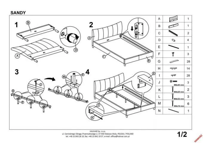 Łóżko SANDY 160x200 do sypialni Halmar | MIRAT. styl SKANDYNAWSKI