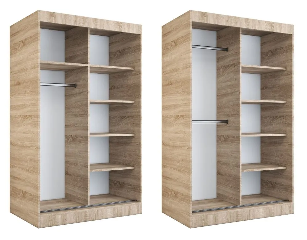 Szafa przesuwna MODUO COMFORT 120 biała mat z lustrem po lewej | MIRAT. w stylu SKANDYNAWSKI kolekcja MODUO COMFORT