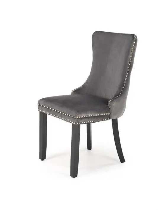 Krzesło tapicerowane ALDA szare drewniane nogi I sklep meblowy MIRAT. styl GLAMOUR