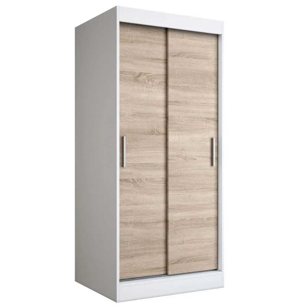 Szafa przesuwna MODUO COMFORT 90 biała mat/dąb sonoma gładka do sypialni | MIRAT. w stylu  kolekcja MODUO COMFORT