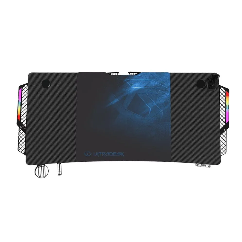 Biurko gamingowe LEVEL V2 LED niebieskie ULTRADESK | MIRAT.