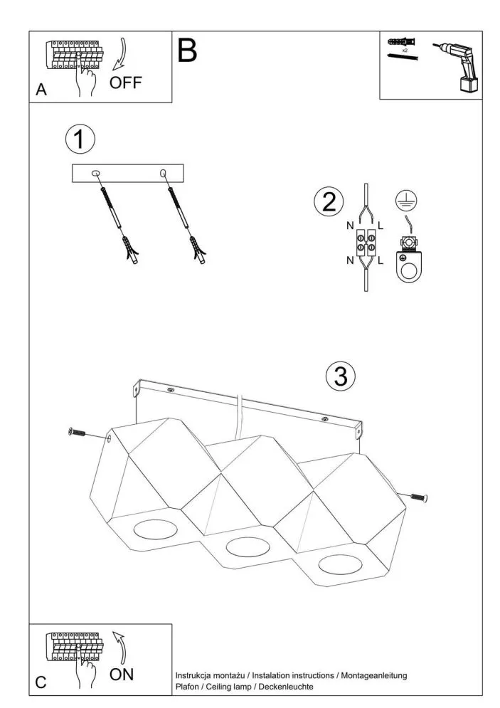Plafon WOODY 3 naturalne drewno | sklep MIRAT  kolekcja woody