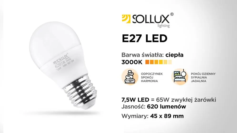 Żarówka LED E27 3000K 7,5W 620lm | sklep MIRAT