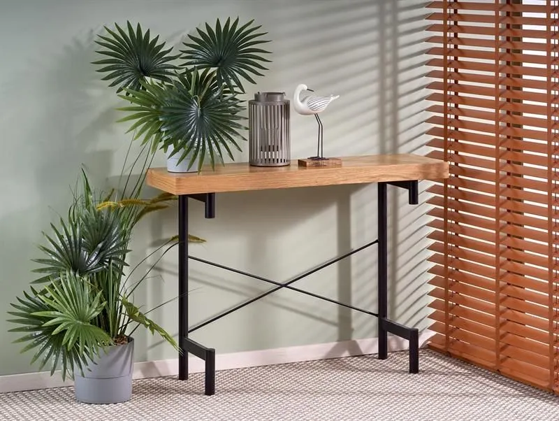 Konsola INFERNO 106x30 dąb/czarna w stylu loft | MIRAT. styl LOFT