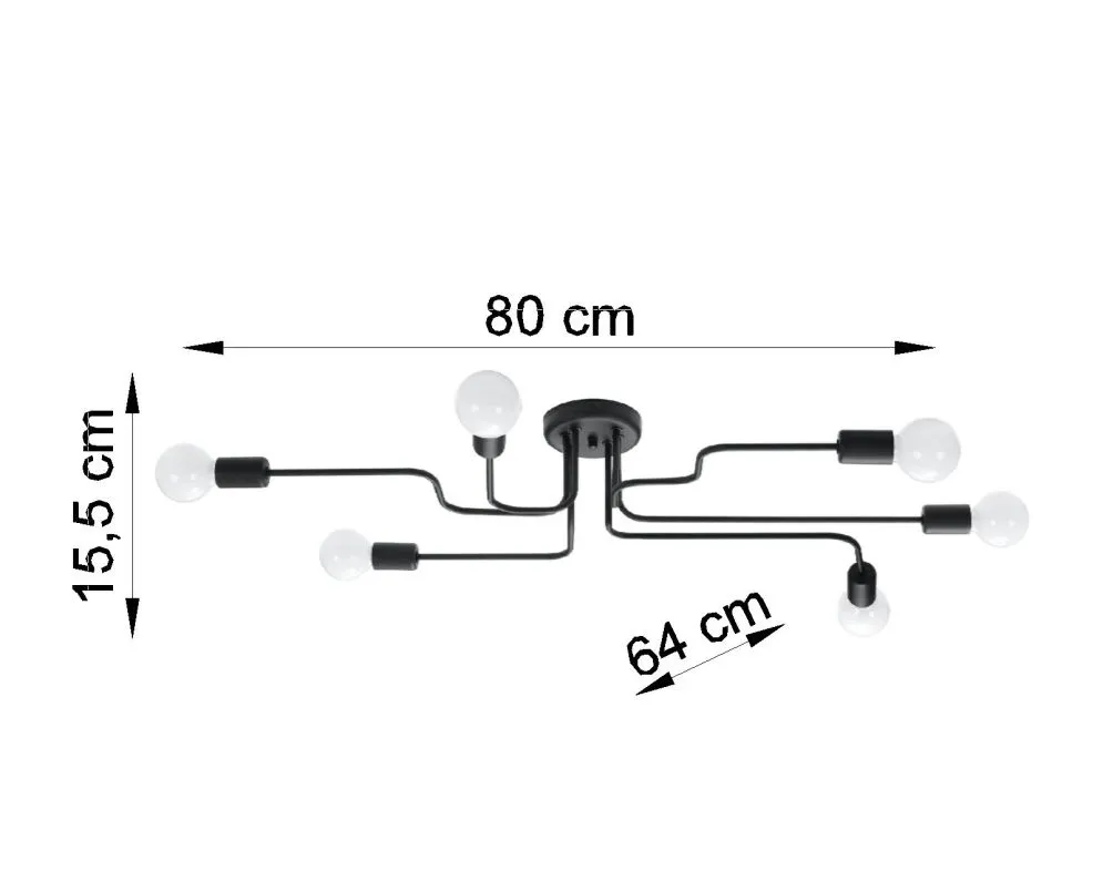 Żyrandol VECTOR 6 czarny | sklep MIRAT kolekcja vector