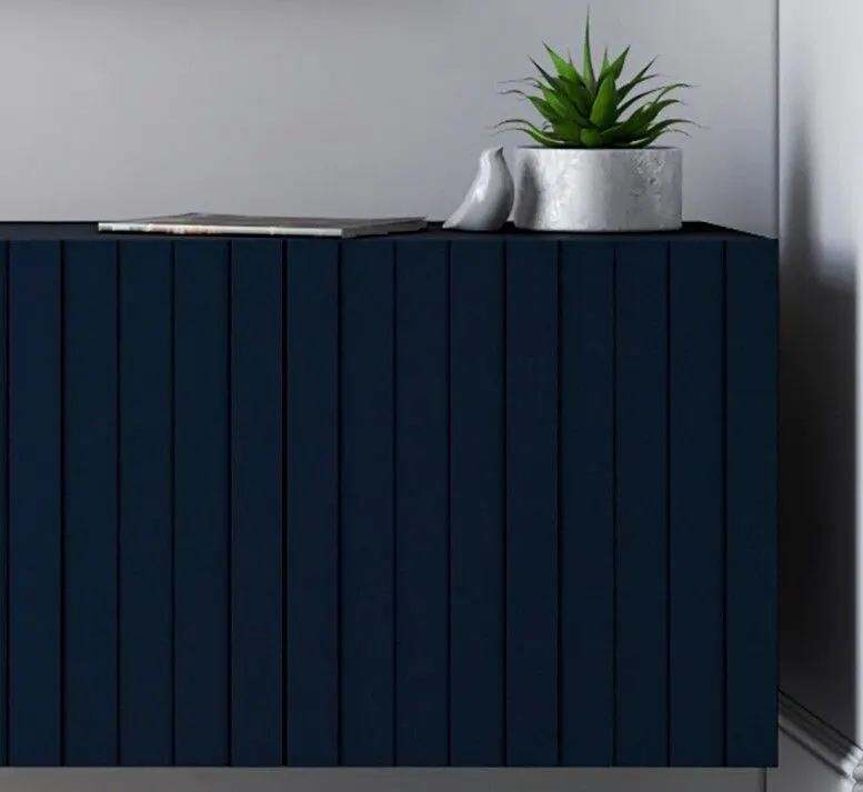 Szafka RTV TAL 2D1K 2 150cm wisząca granatowa mat do salonu I sklep meblowy MIRAT. styl GLAMOUR, LOFT, RYFLOWANY