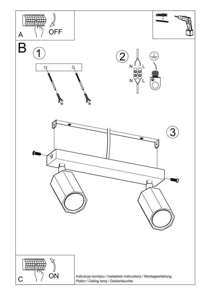 Plafon ZEKE 2 dąb | sklep MIRAT  kolekcja zeke