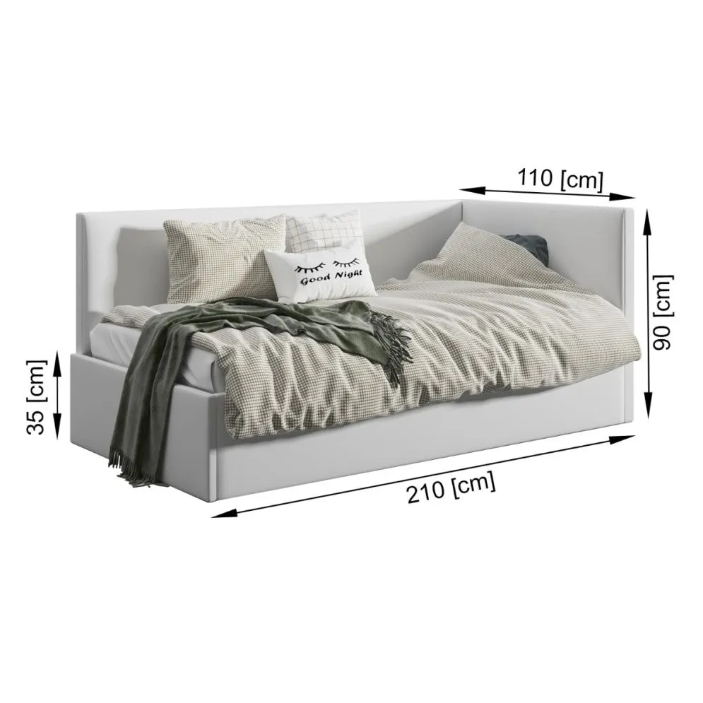 Łóżko młodzieżowe SORA 100x200 różowe z tapicerowanym oparciem i skrzynią I sklep meblowy MIRAT.