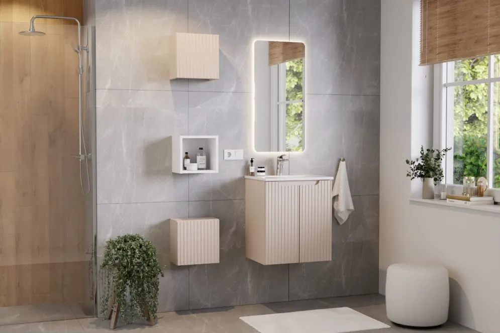 Szafka pod umywalkę NOVA CASHMERE 82-60-2D 60cm kaszmirowa wisząca I sklep meblowy MIRAT. styl RYFLOWANY