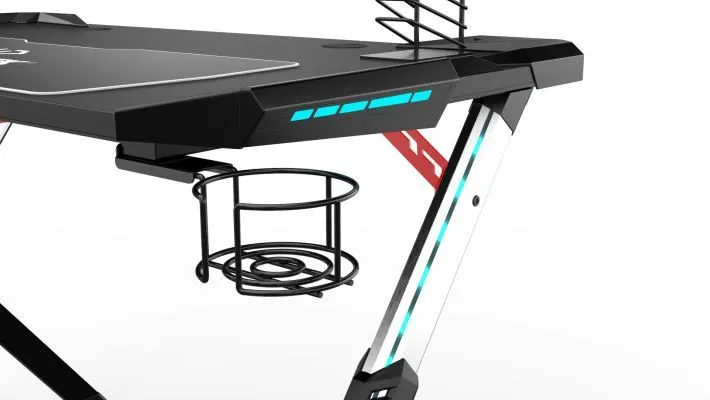 Biurko STAR czarne gamingowe z oświetleniem LED RGB | MIRAT.
