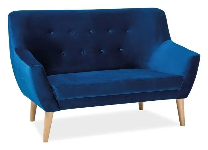 Granatowa sofa dwuosobowa tapicerowana aksamitem do salonu NORDIC 2 VELVET