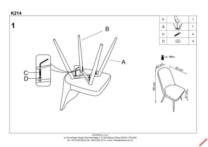 Zestaw mebli stół EDWARD i 4 krzesła K214 | MIRAT.