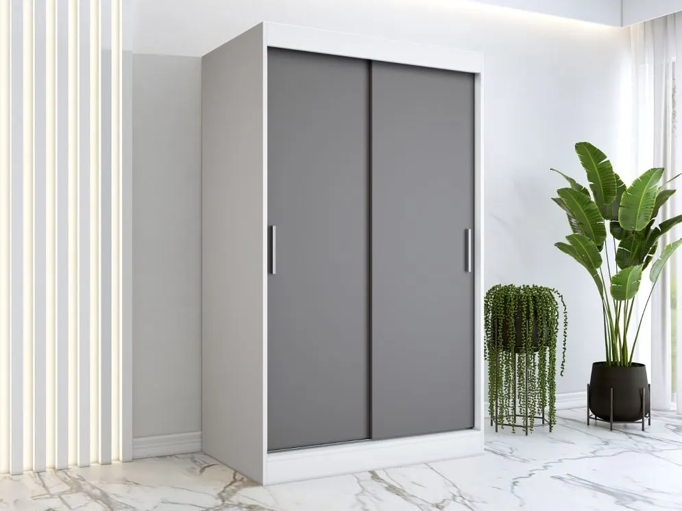 Szafa przesuwna MODUO COMFORT 120 biała mat/antracyt gładka do sypialni | MIRAT. w stylu kolekcja MODUO COMFORT