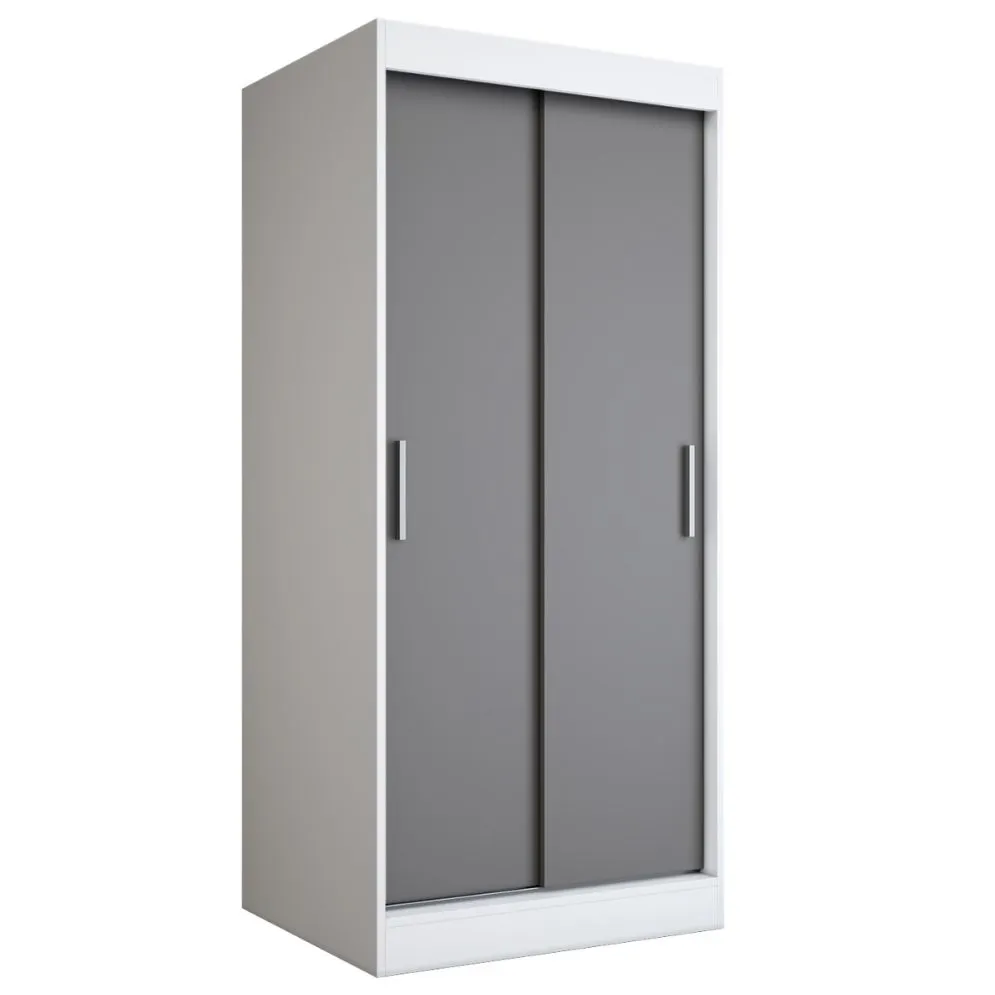 Szafa przesuwna MODUO COMFORT 90 biała mat/antracyt gładka do sypialni | MIRAT. w stylu  kolekcja MODUO COMFORT