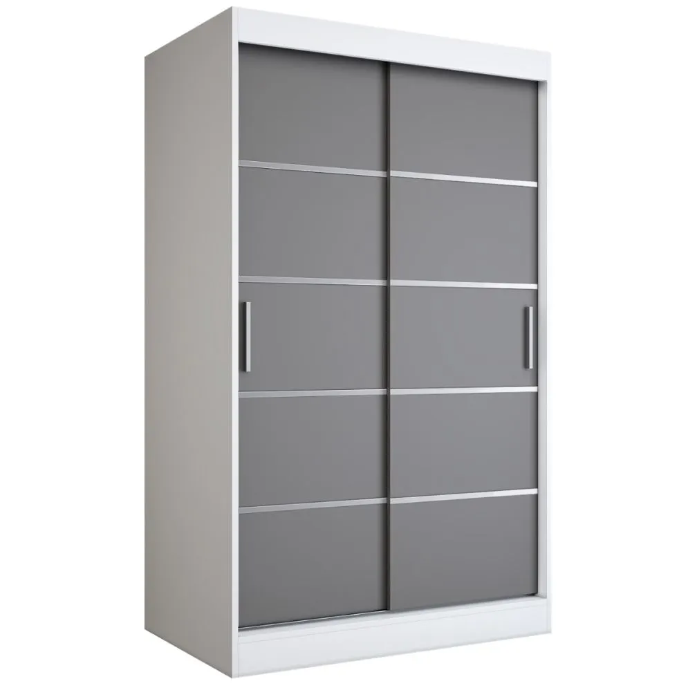 Szafa przesuwna MODUO COMFORT 120 biała mat/antracyt z dekoracyjnymi listwami | MIRAT. w stylu kolekcja MODUO COMFORT