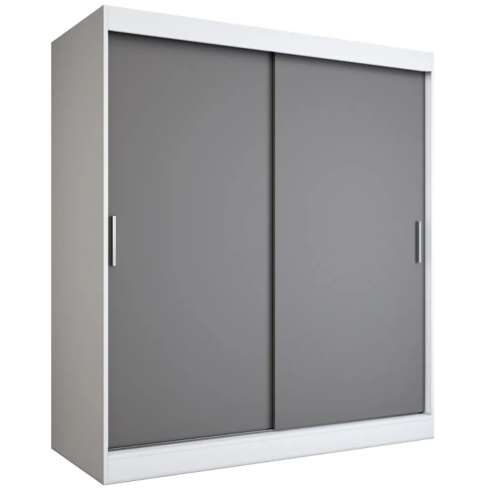 Szafa przesuwna MODUO COMFORT 180 biała mat/antracyt gładka do sypialni | MIRAT.  kolekcja MODUO COMFORT