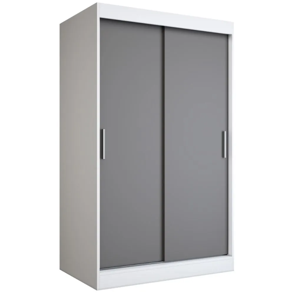 Szafa przesuwna MODUO COMFORT 120 biała mat/antracyt gładka do sypialni | MIRAT. w stylu kolekcja MODUO COMFORT