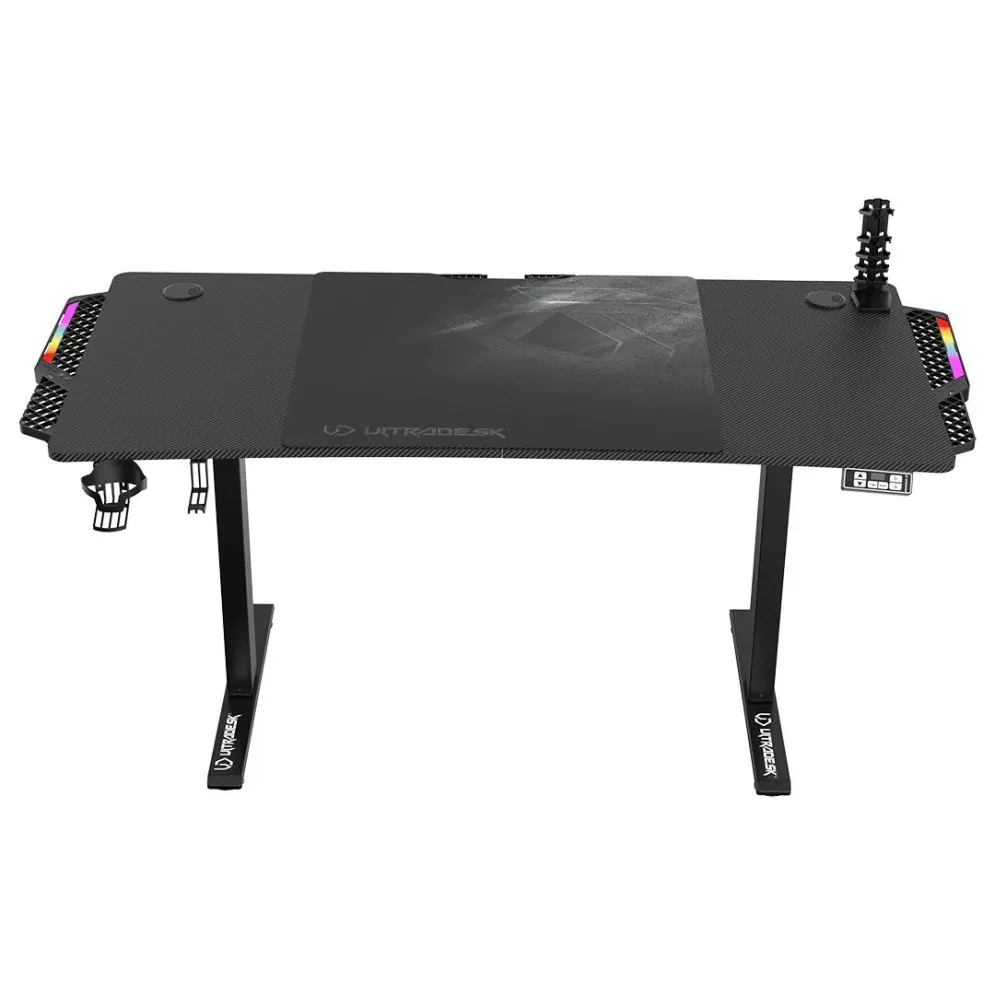 Biurko gamingowe LEVEL V2 LED czarne ULTRADESK | MIRAT.