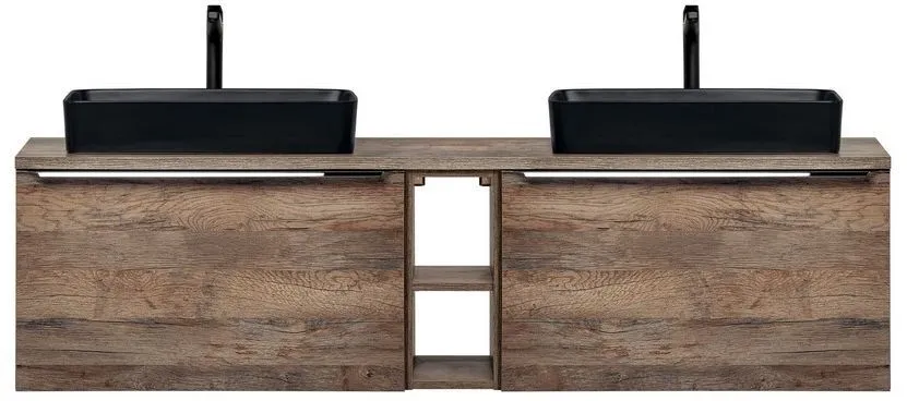 Szafka pod umywalkę nablatową SANTA FE OAK 60 + SANTA FE OAK 60 + regał dolny 20 dąb COMAD | MIRAT. styl LOFT kolekcja SANTA FE OAK