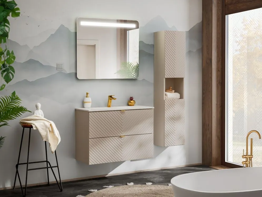 Słupek łazienkowy VIVA CASHMERE 2D 30 cm kaszmirowy mat I sklep meblowy MIRAT. styl GLAMOUR, RYFLOWANY