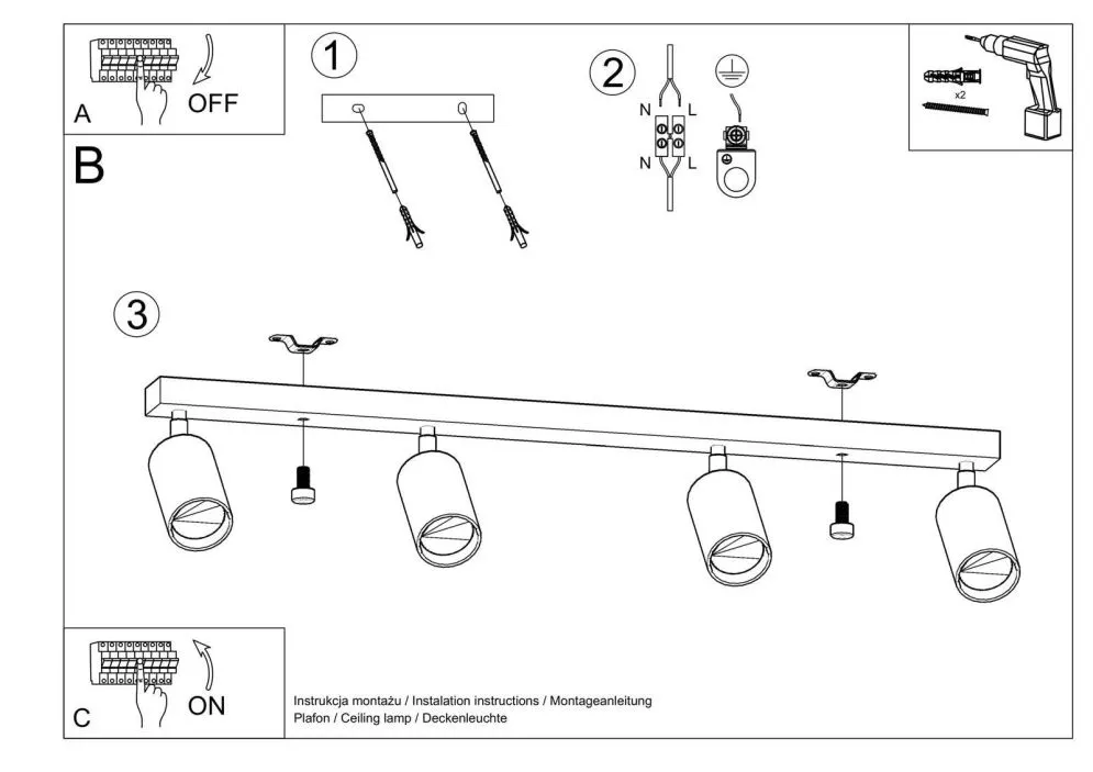 Plafon BERG 4 naturalne drewno | sklep MIRAT  kolekcja berg