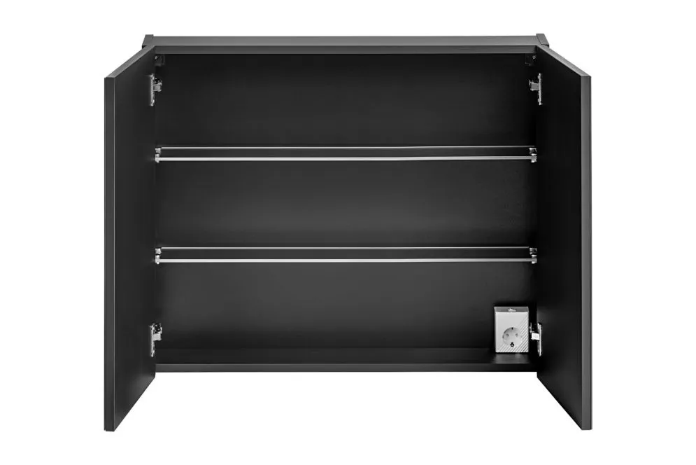 Szafka łazienkowa SANTA FE BLACK 80 cm czarny mat z lustrem z półkami I sklep meblowy MIRAT. styl LOFT