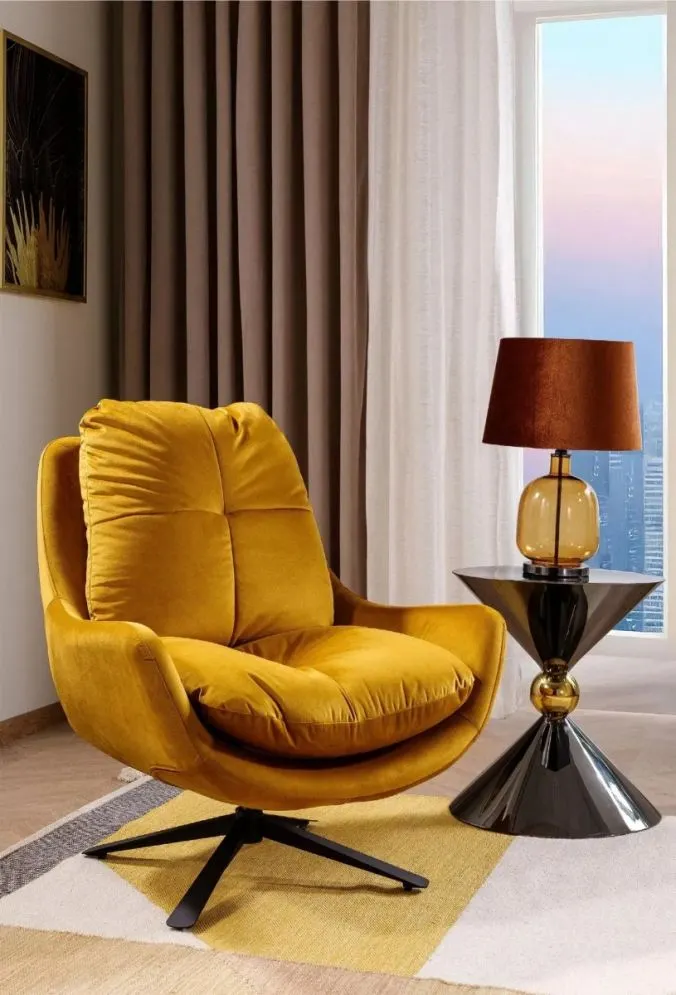 Stolik glamour Mira 50 cm czarny ze złotą kulą | MIRAT styl GLAMOUR
