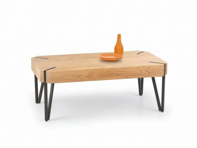 Dąb złoty ława drewniana na metalowych nogach w stylu industrialnym EMILY